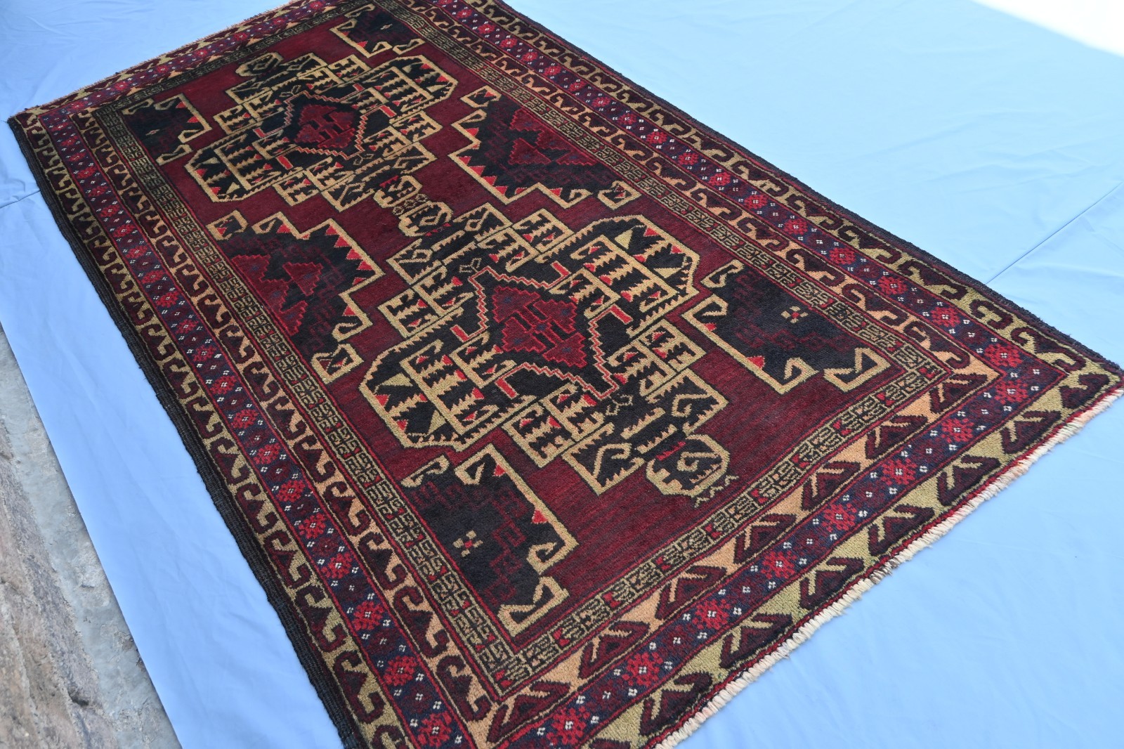 Afghan Baluchi Handmade Rug. Unique Vintage Rug.