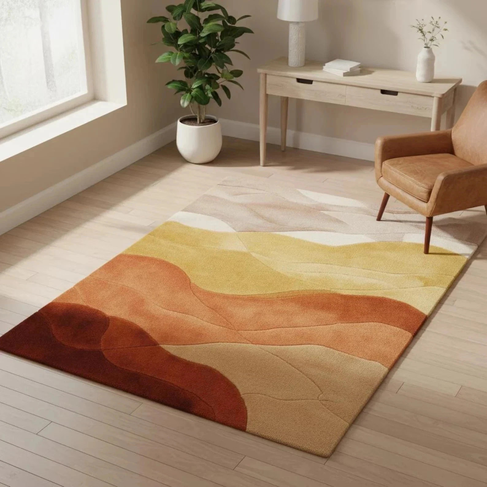 Modern Abstract Hand Tufted Wool Rug Multicolor Nordic Design Large Area Carpet