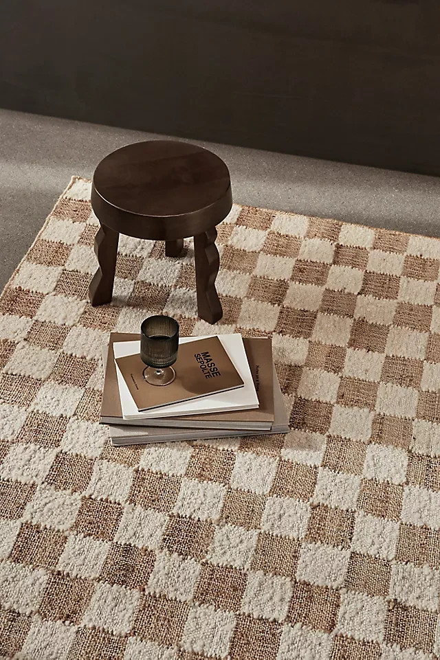 Handmade woven Wool Jute Blend Rug Brown Abstract Modern Area Carpet 9×12