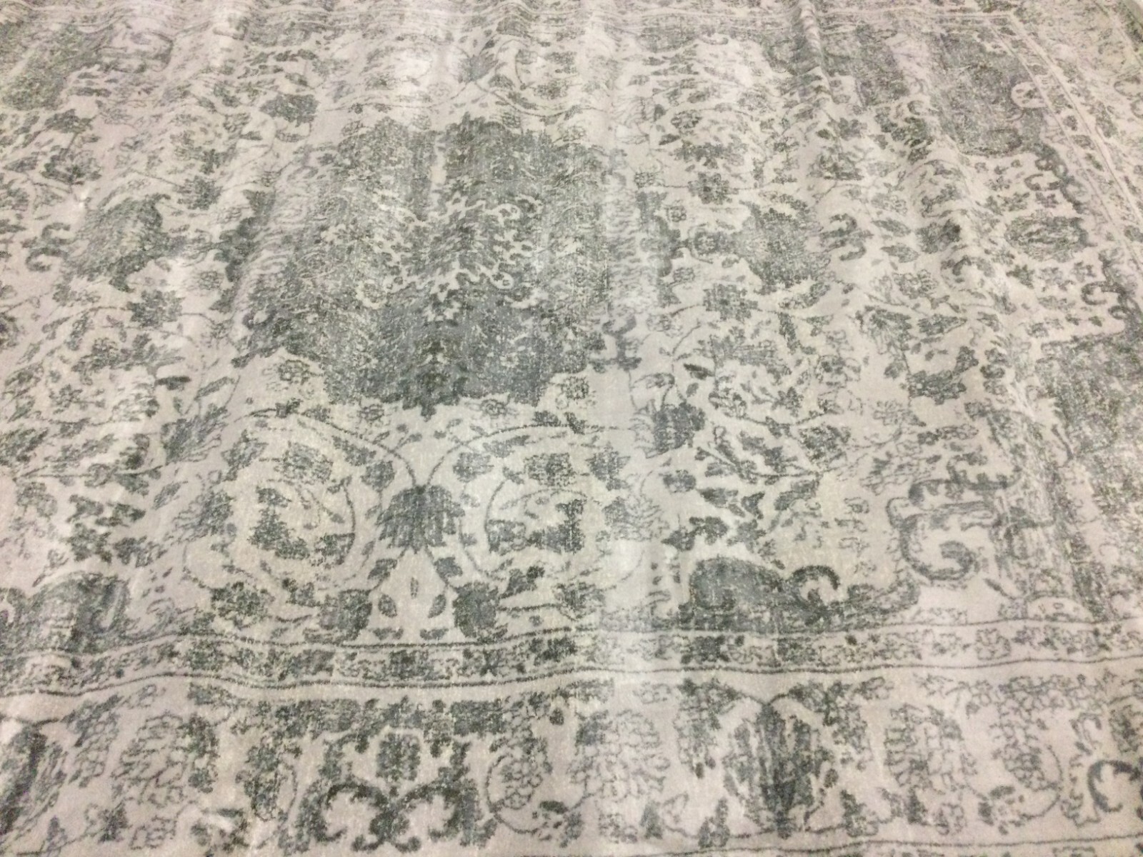 CREAM / DARK GREY 9′ X 12′ Back Stain Rug, Reduced Price 1172654413 CNG631K-9