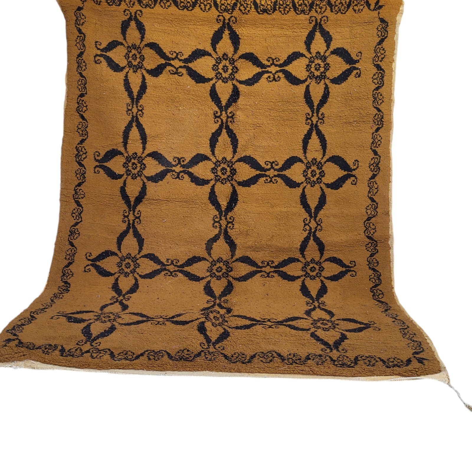 Vibrant Moroccan Handmade Rug Golden Yellow Tribal Azilal Berber Wool Carpet 7×5