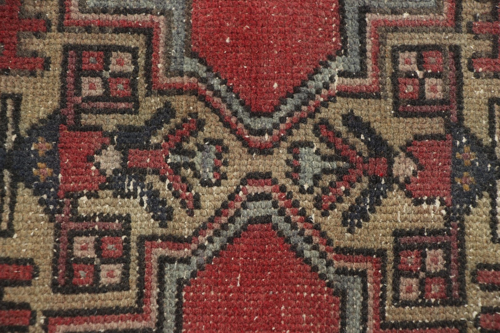 Turkish Vintage Rug, 3,8×7,2 ft Rug, Red Blue Bordered Rug
