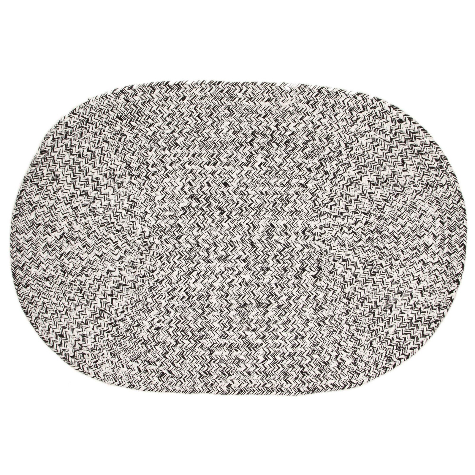 Farmhouse Braided Rug Cotton Kitchen Reversible Carpet, Black & White, 2′ X 3′ O