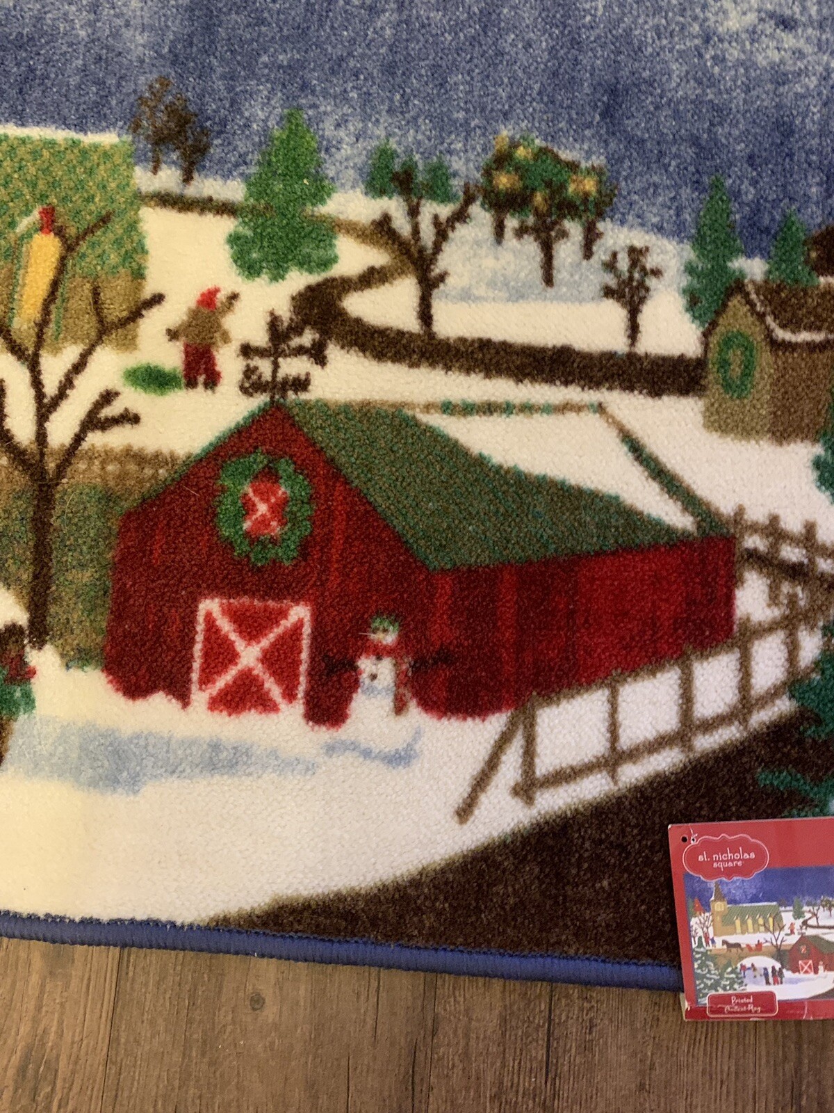 Christmas St Nicholas Square Accent Rug 23”x36” Winter Scene Skid Resistant