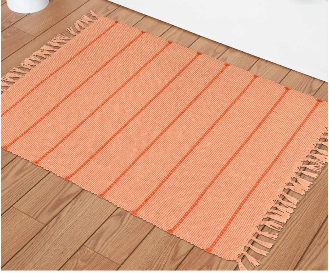 Mainstays By Becky G + Alejandra Fringed Orange Stripe 24in x 36in Layering Rug