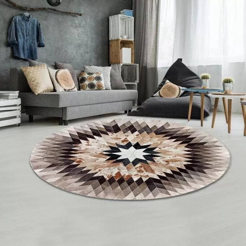 Natural Cowhide Patchwork Rug Carpet Home Floor Decor Cow Skin Abstract Carpet