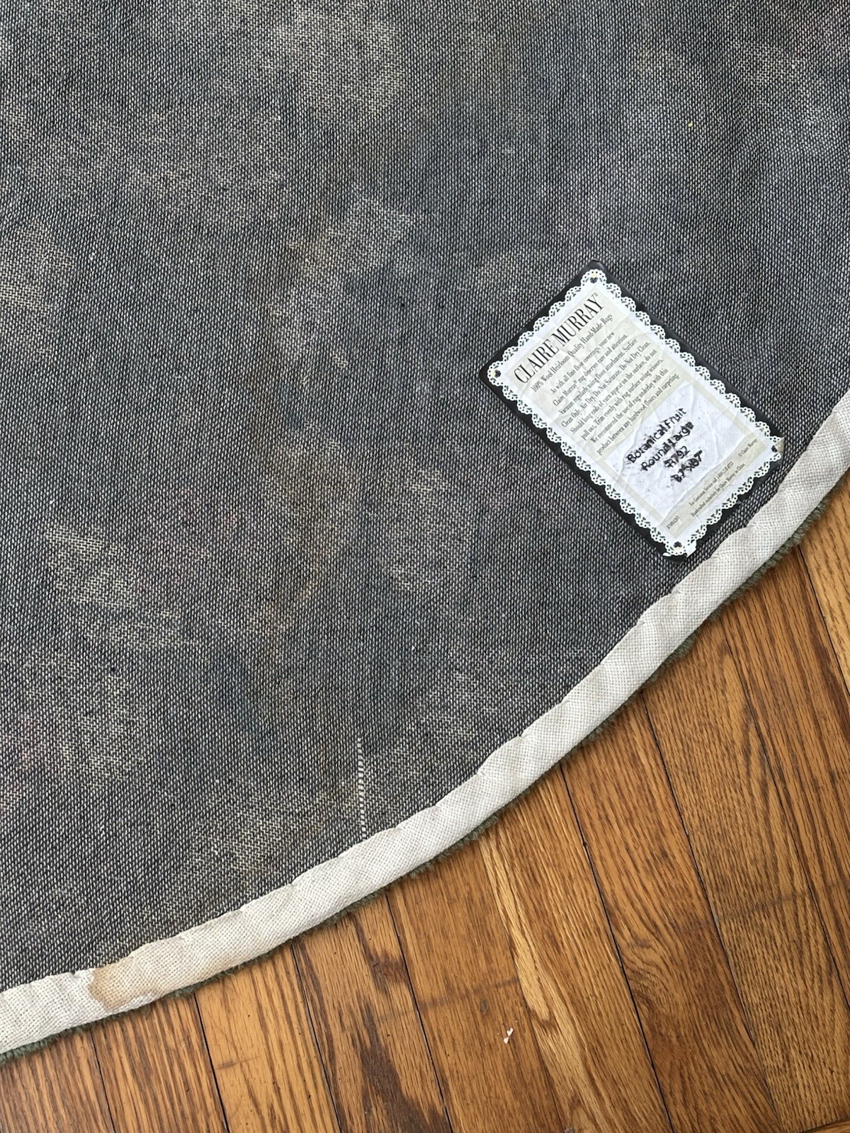 Claire Murray Hand Hooked Wool Large Round Rug 7’ Cherries Botanical Fruit