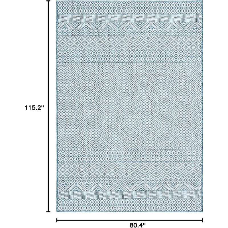 Courtyard Collection Ivory/Aqua CY8235 Indoor/ Outside Waterproof Easy cleansing