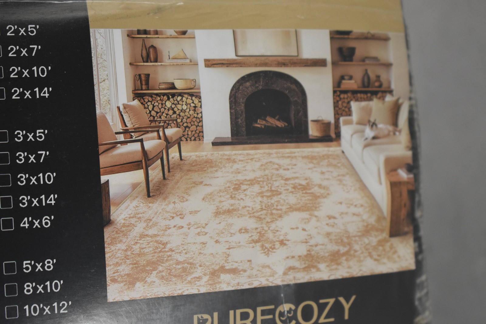 PURECOZY Area Rug 6’x9′ Neutral Distressed Medallion Living Room Decor Carpet