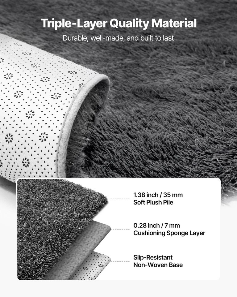 Indoor Plush Area Rug 5 x 8 ft Modern Plush Carpet for Living Room Bedroom