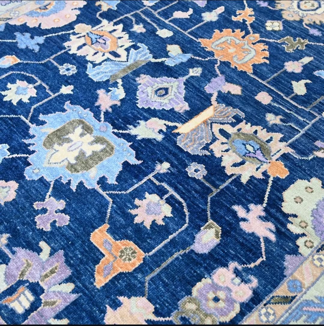 Turkish Oushak Hand knotted 100% Wool Flat Piled