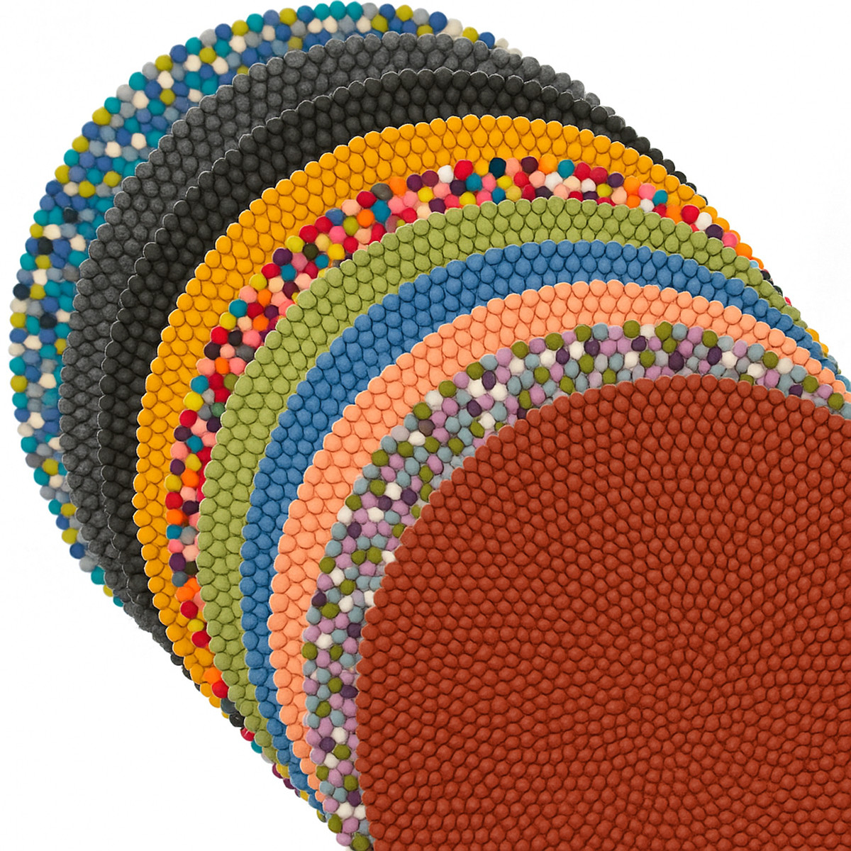 X52 Soft 100% Pure Wool Felt Ball round Nursery Rug Floor Mat Handmade Carpet