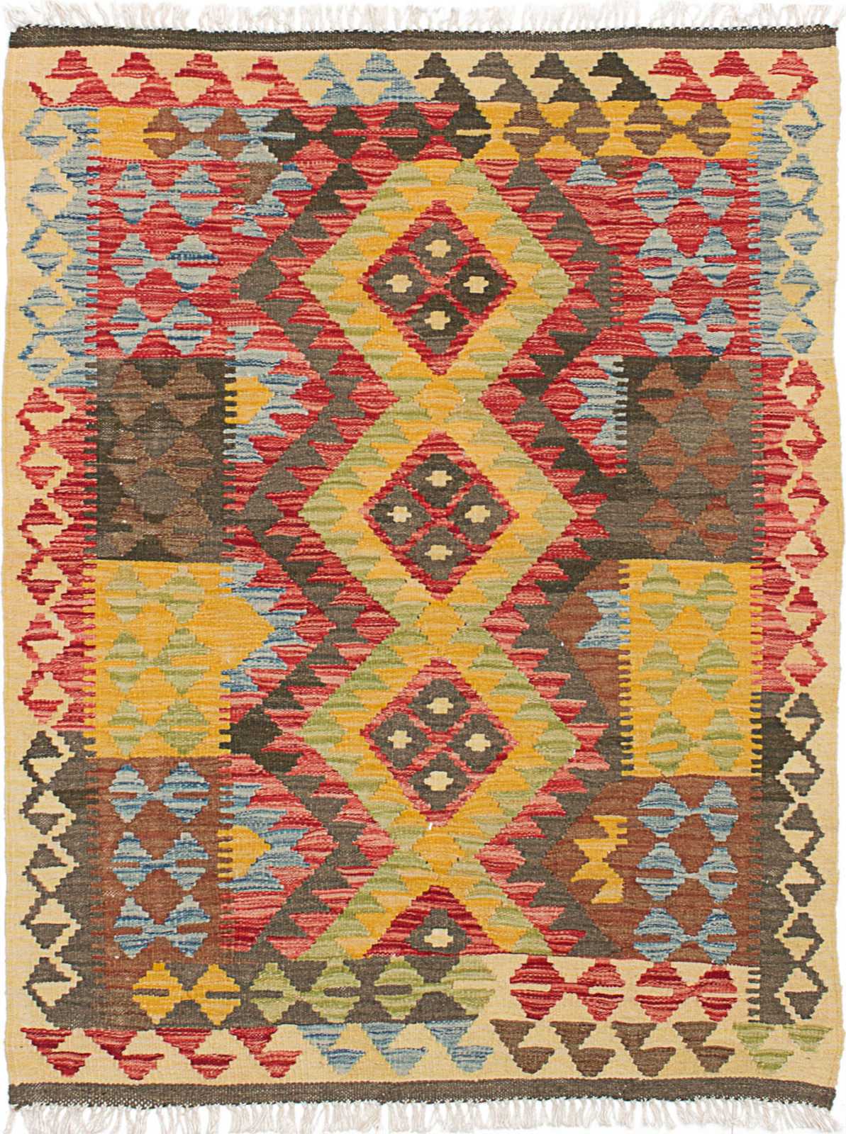 Vintage Hand Woven Area Rug 3’3″ x 4’10” Traditional Wool Oriental Carpet