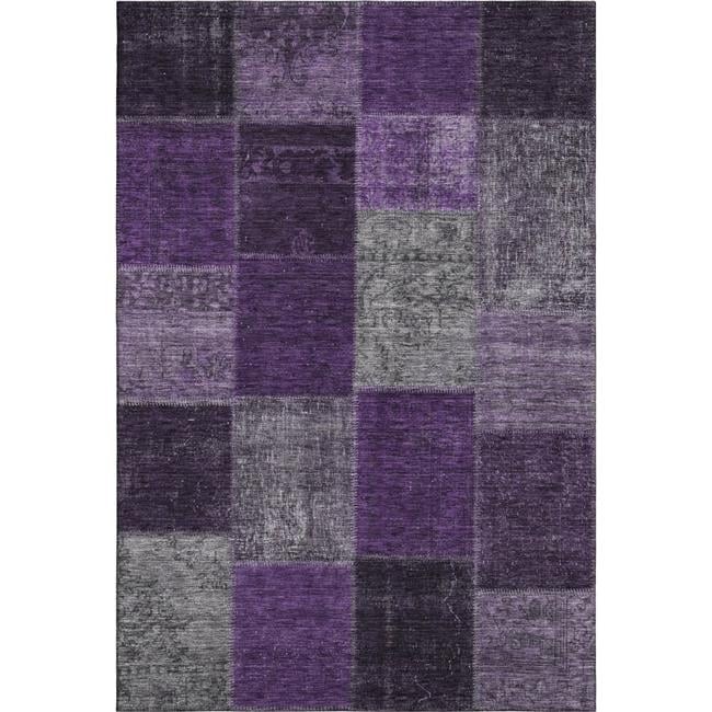 3×5 ft. Eggplant Gray & Purple Patchwork Washable Machine Made Rectangle Area…