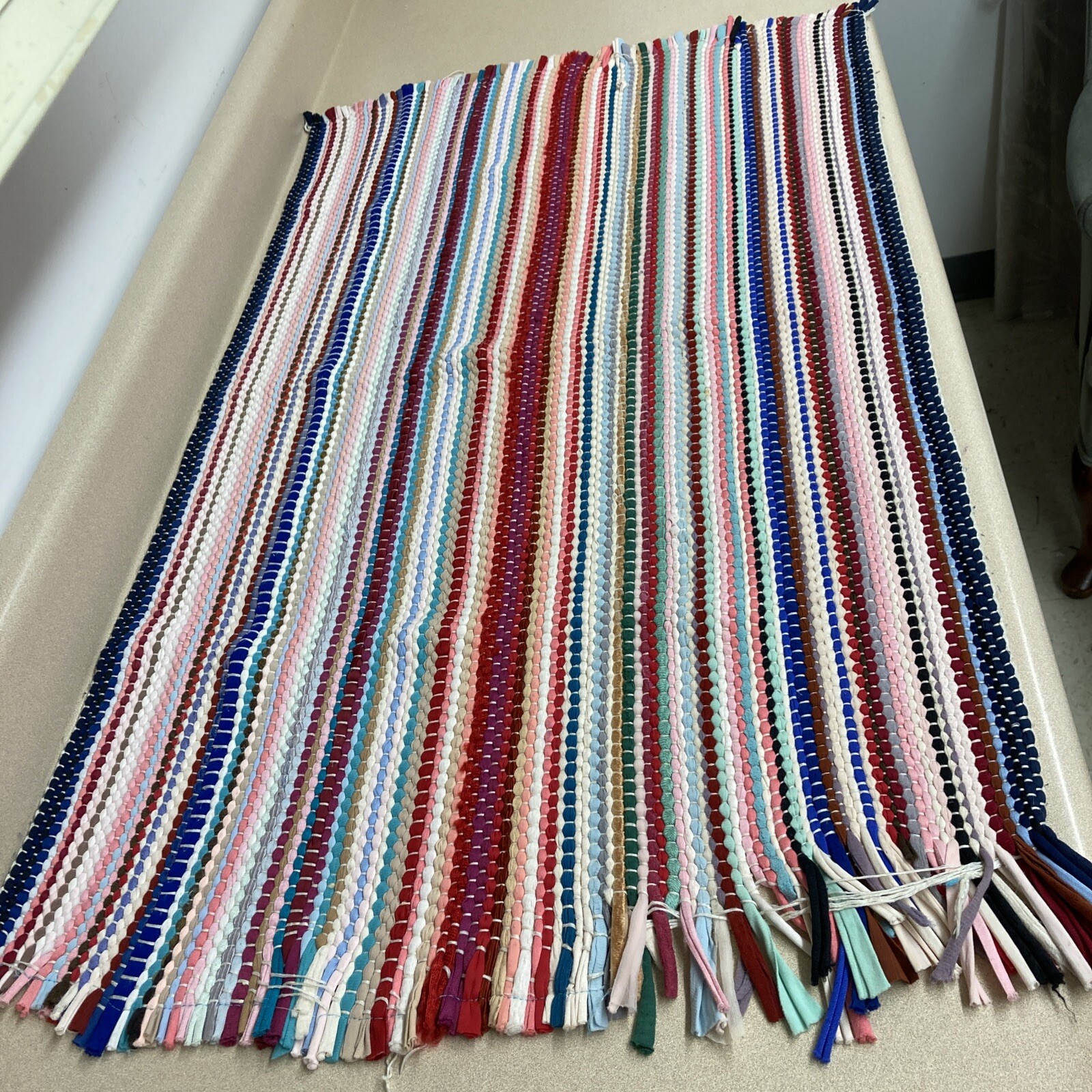 handmade Weave Rug multi color and black rainbow cotton 41”x 22.5” AR93