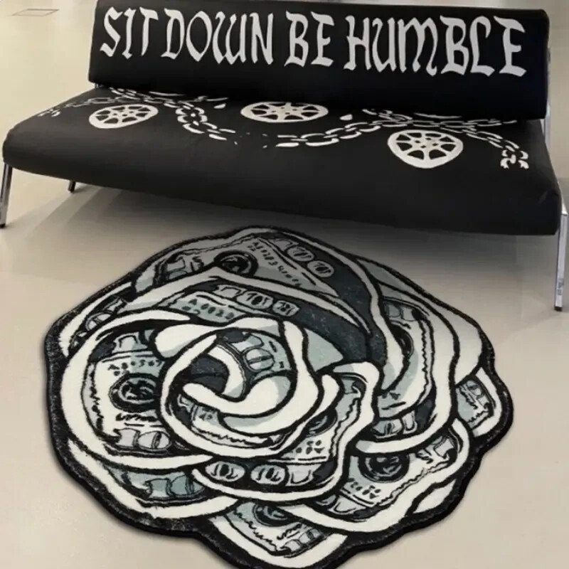 Money Rose Thickened Plush Cashmere Floor Mat Rug Carpet (31.5 x 31.5 in)
