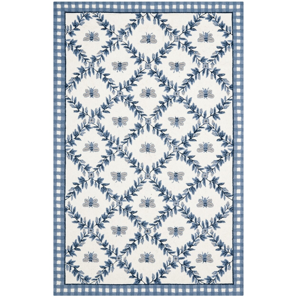 SAFAVIEH Chelsea HK55D Hand-hooked Ivory / Blue Rug