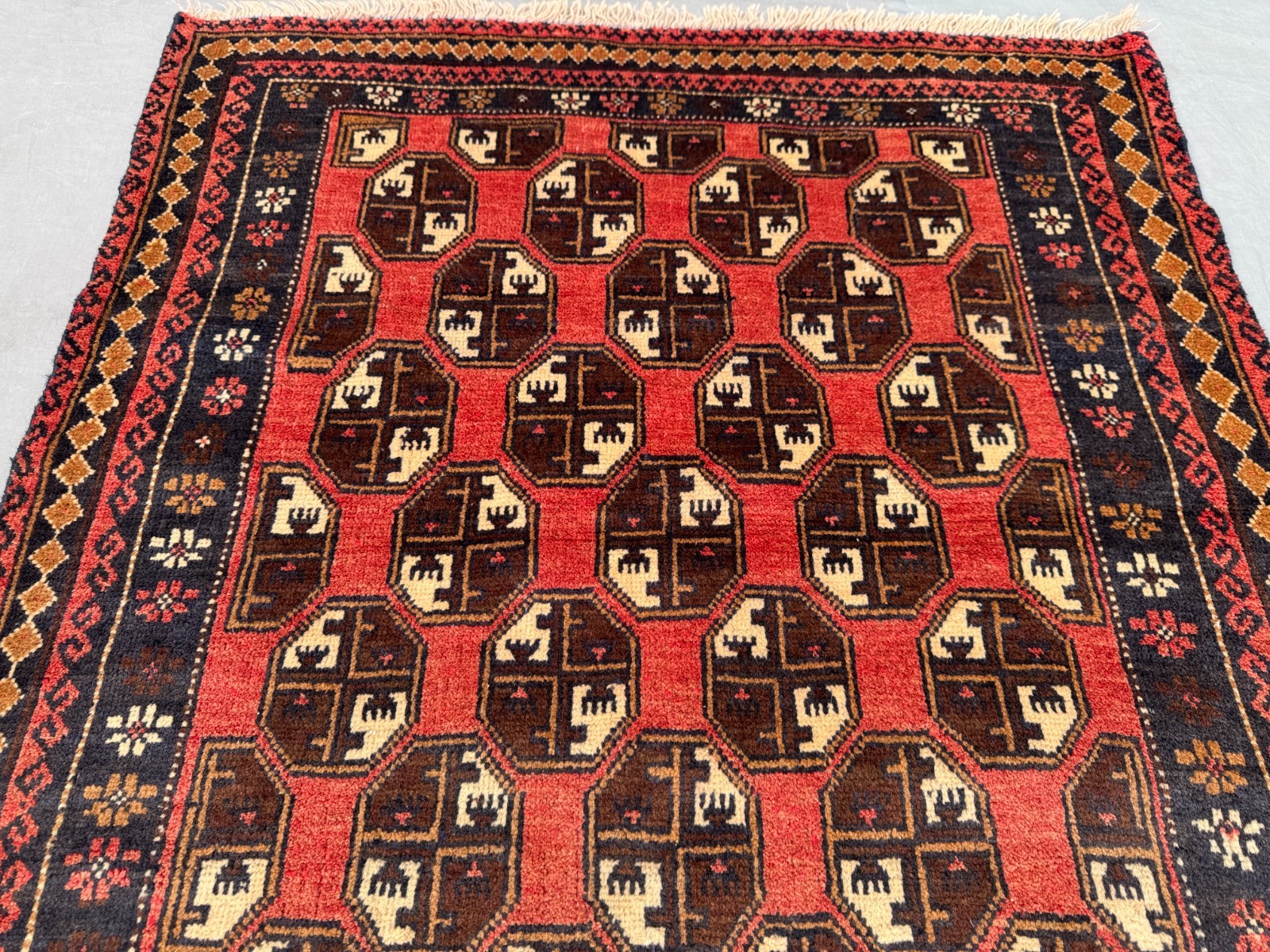 2’11 x 4’10 Ft Classic Afghan Bokhara Style Baluchi Rug– Hand Knotted Tribal Rug