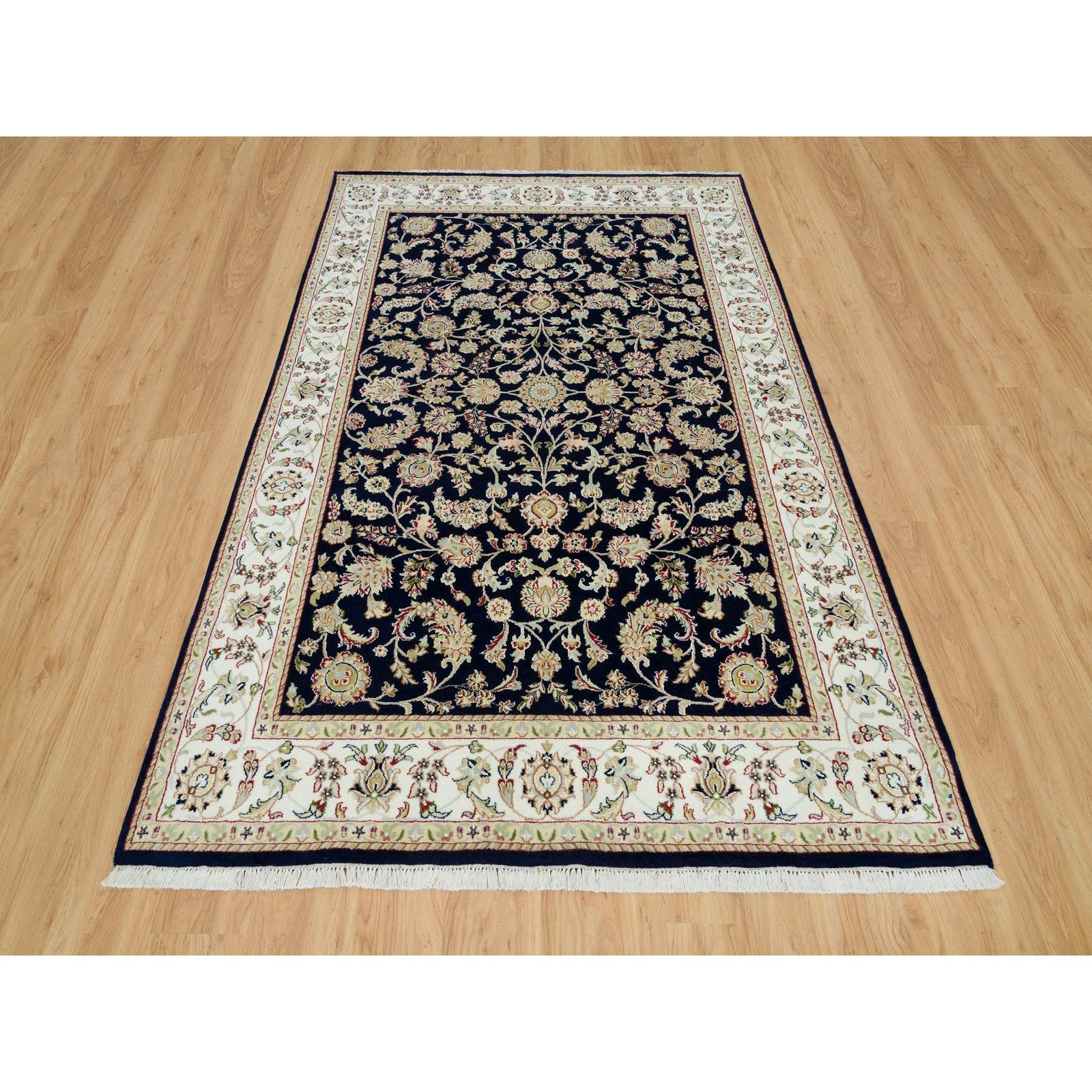 6’1″ x 9’1″ Graphite Blue Hand Knotted Nain Design 250 KPSI Pure Wool Rug R90311