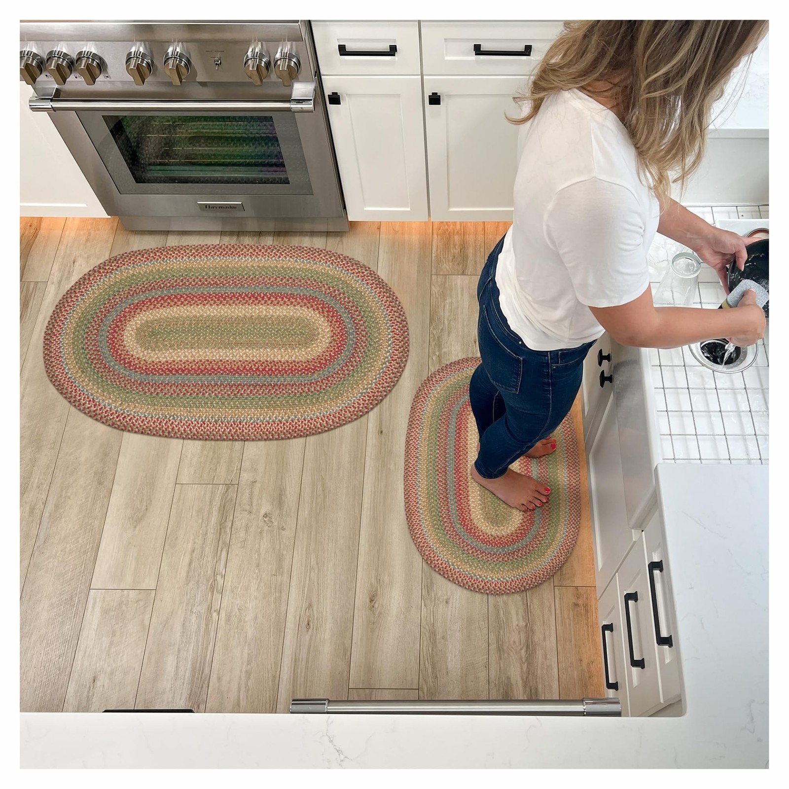 Azalea Oval Braided Rugs 20×30 – Vibrant Multicolored 20″ x 30″ Oval,