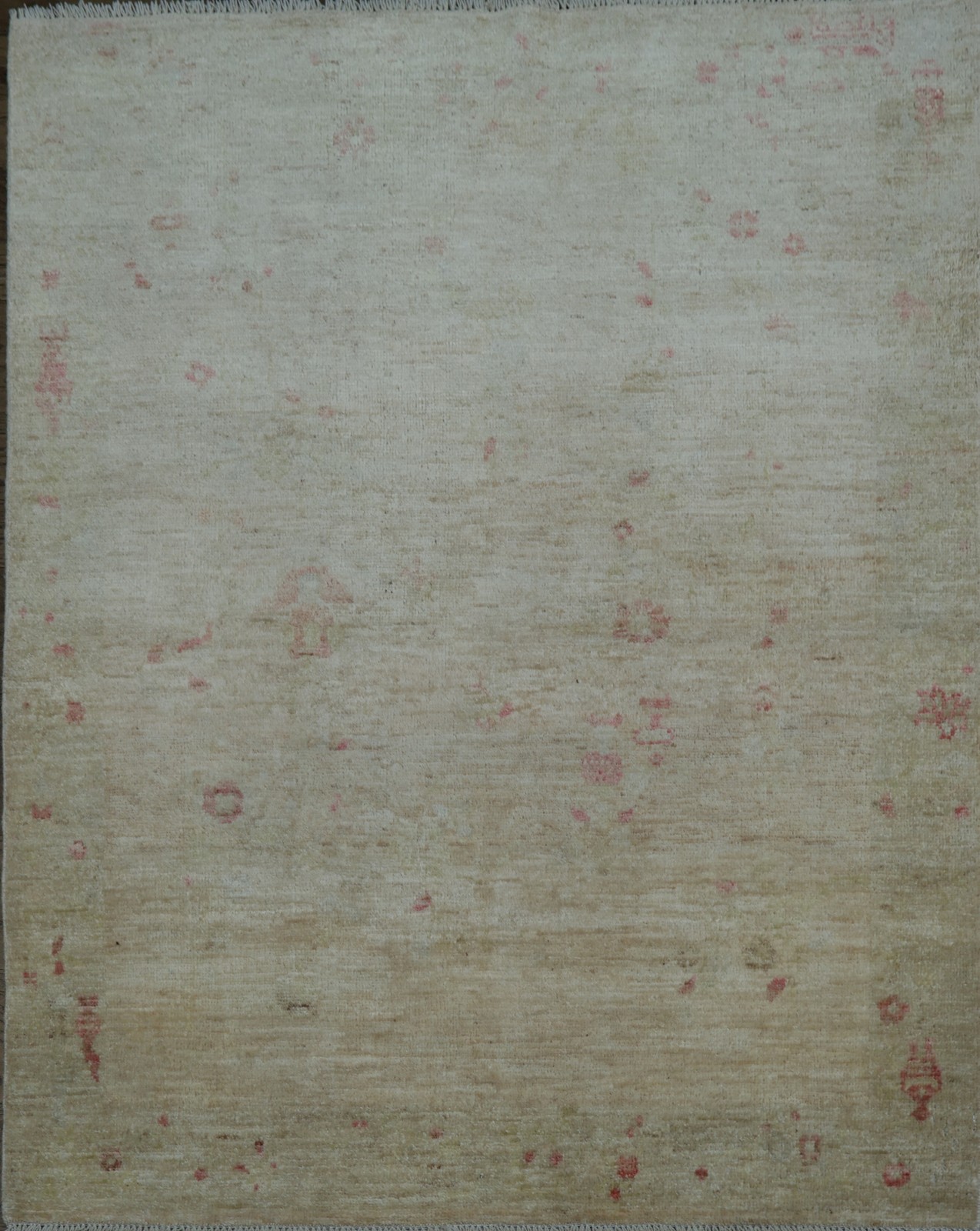 Muted Oushak Turkish Area Rug 4×5 Ft Handmade Floral Transitional Wool Carpet