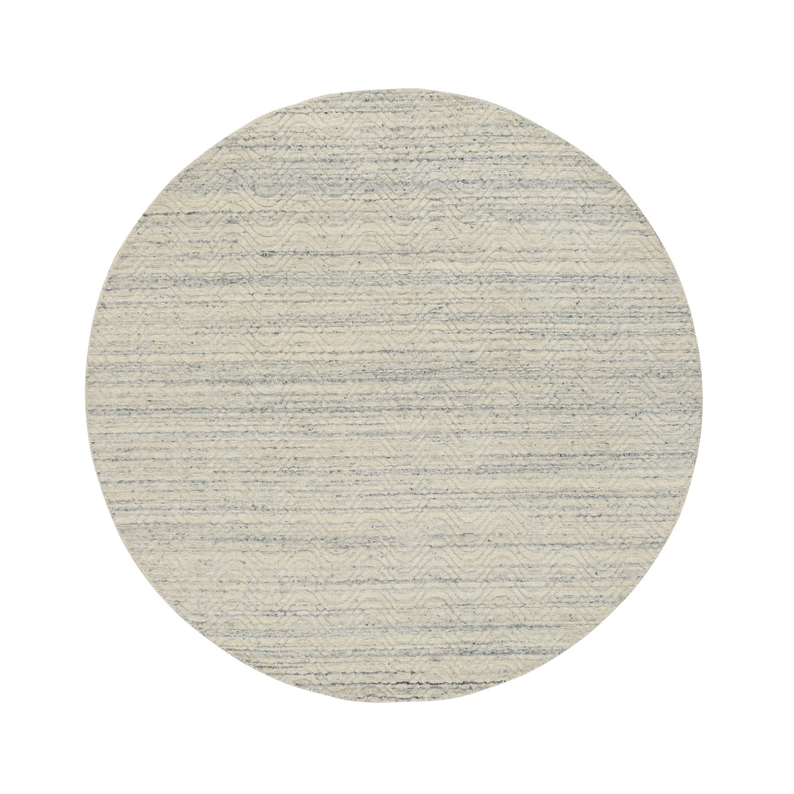 5’10” x 5’10” Beige Modern Design Hand Loomed Wool Round Rug R65024