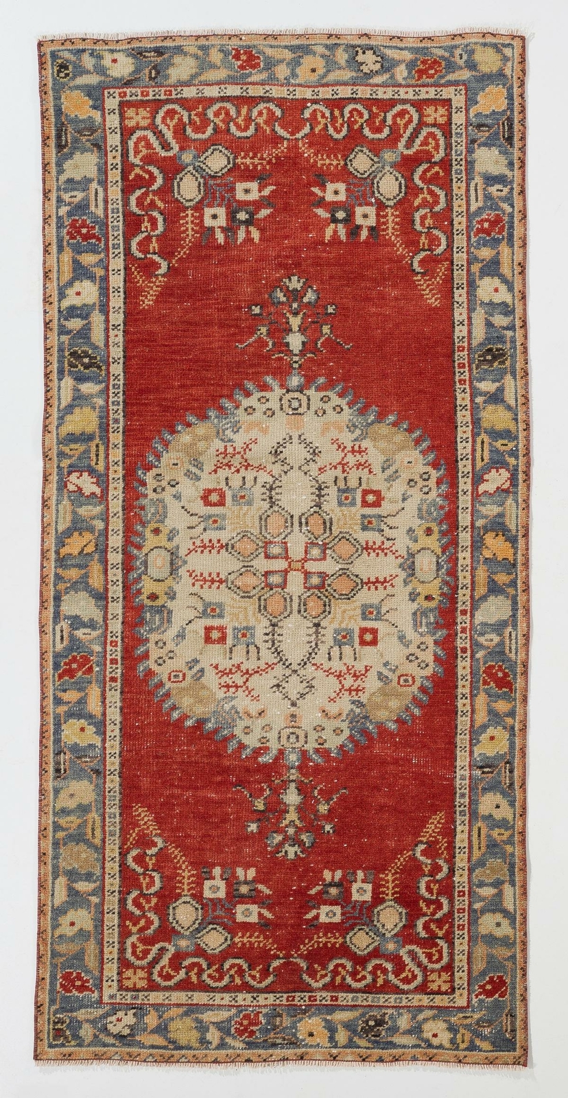 3×6.4 Ft Handmade Vintage Turkish Village Rug. Great for Modern Office and Home