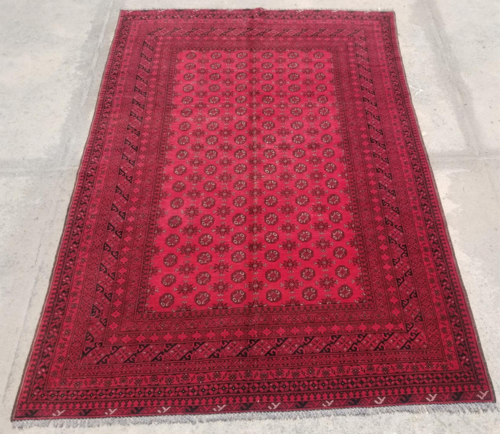 Vintage Traditional Handmade Afghan Bokhara Wool Multicolor Rug 9.1 x6.4ft