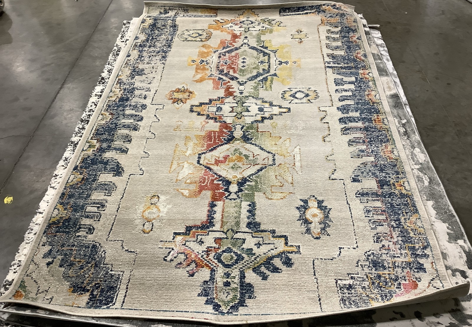 LTGREY / ORANGE 5′-0″ x 8′-0″ Back Stain Rug, Reduced Price 1172685475 CRS517F-5