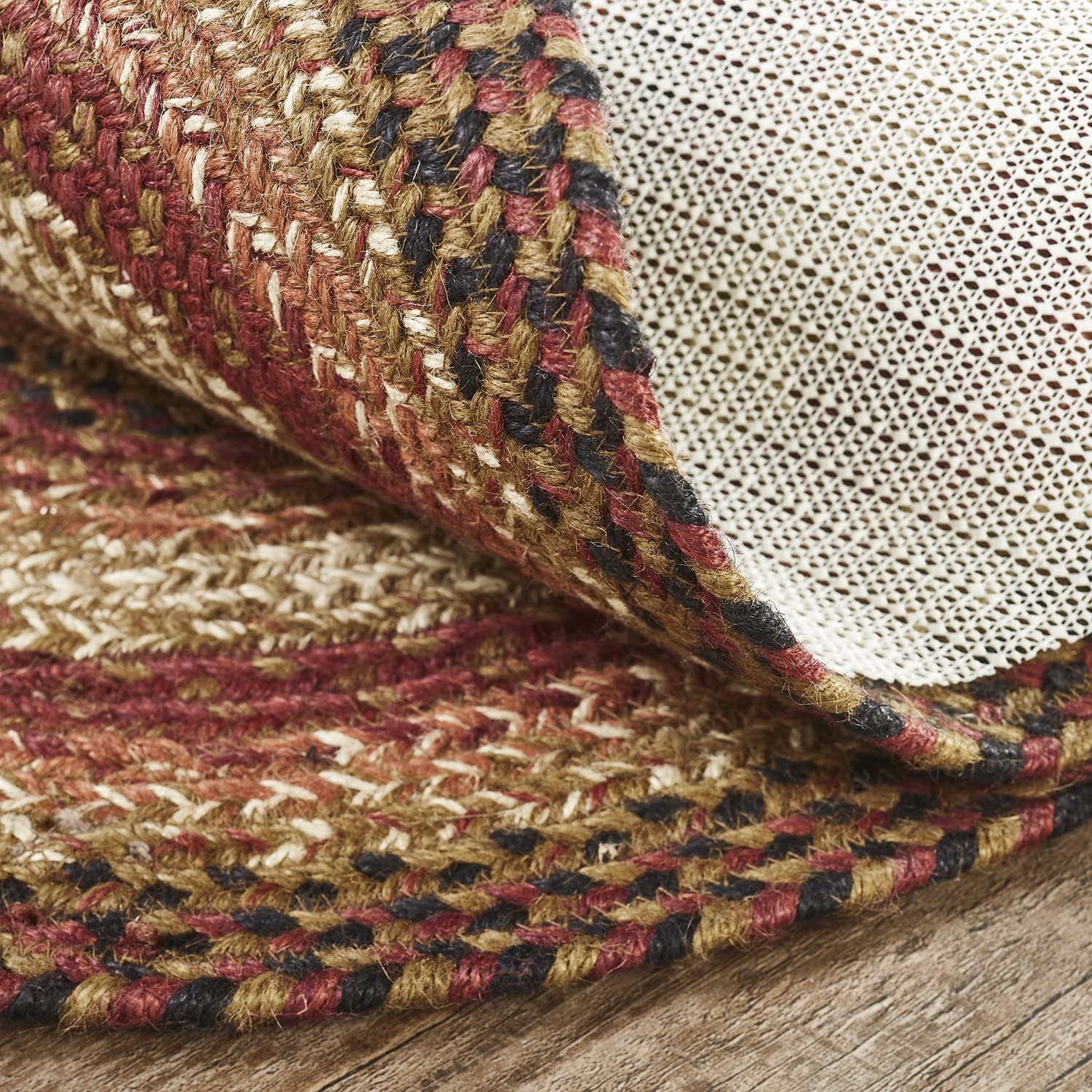 Vhc Brands Ginger Spice Rug Pvc Pad Jute Blend Oval Orange Red Tan 20X30 Inches