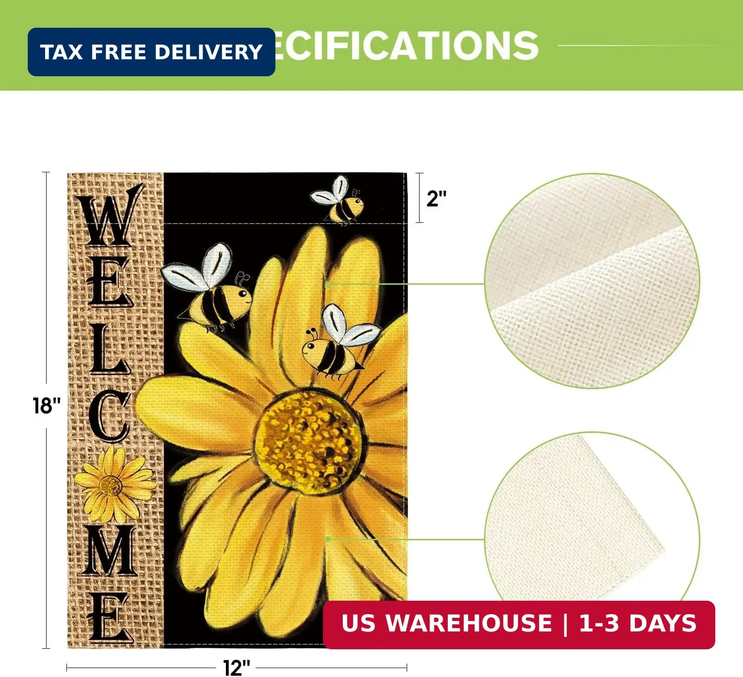 AVOIN colorlife Spring Summer Bee Welcome Sunflower Garden Flag 12×18 Inch | Dou