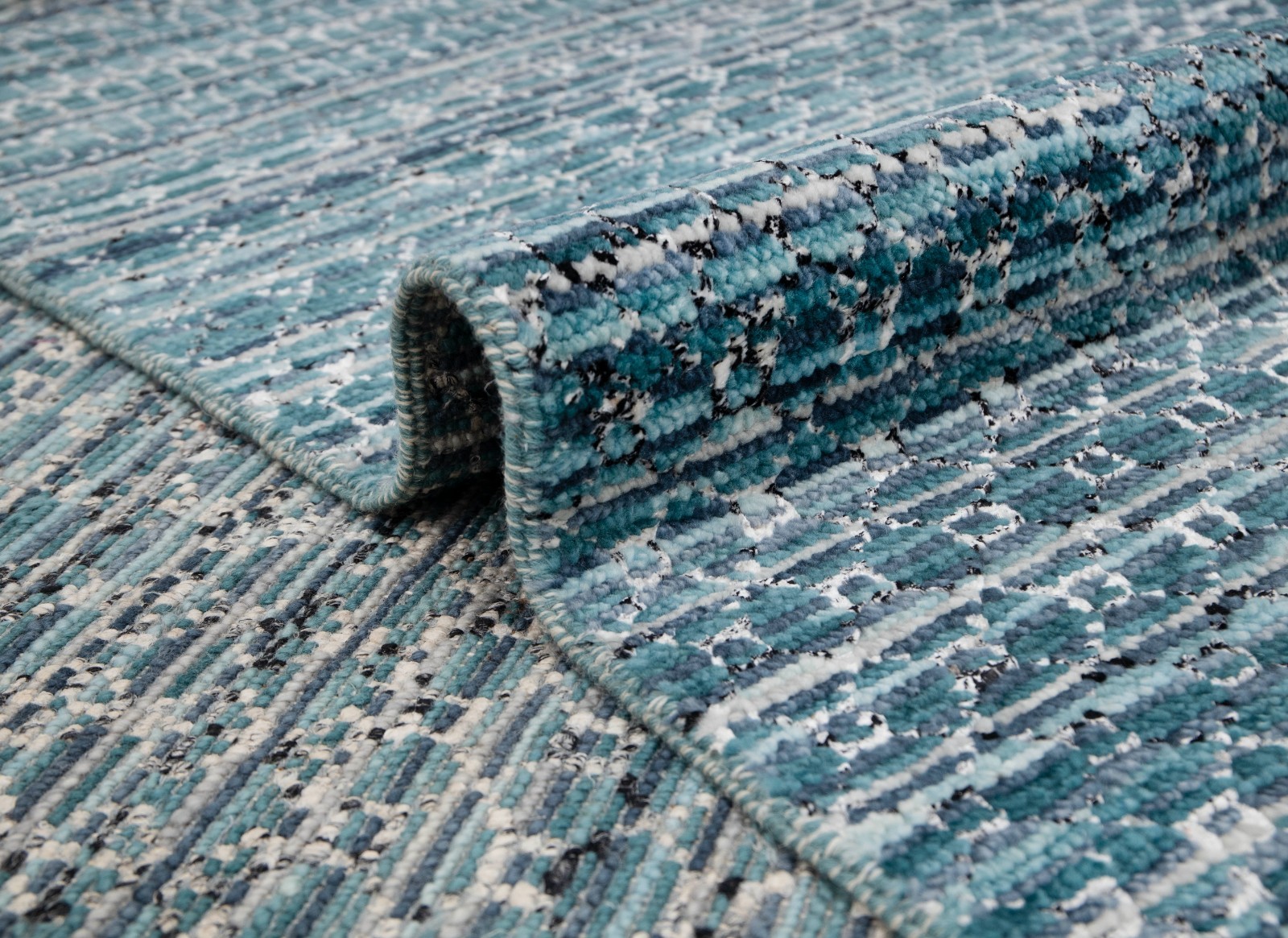 8×10 Teal Blue Indo Savannah Contemporary Look Hand Knotted Soft Wool & Silk Rug