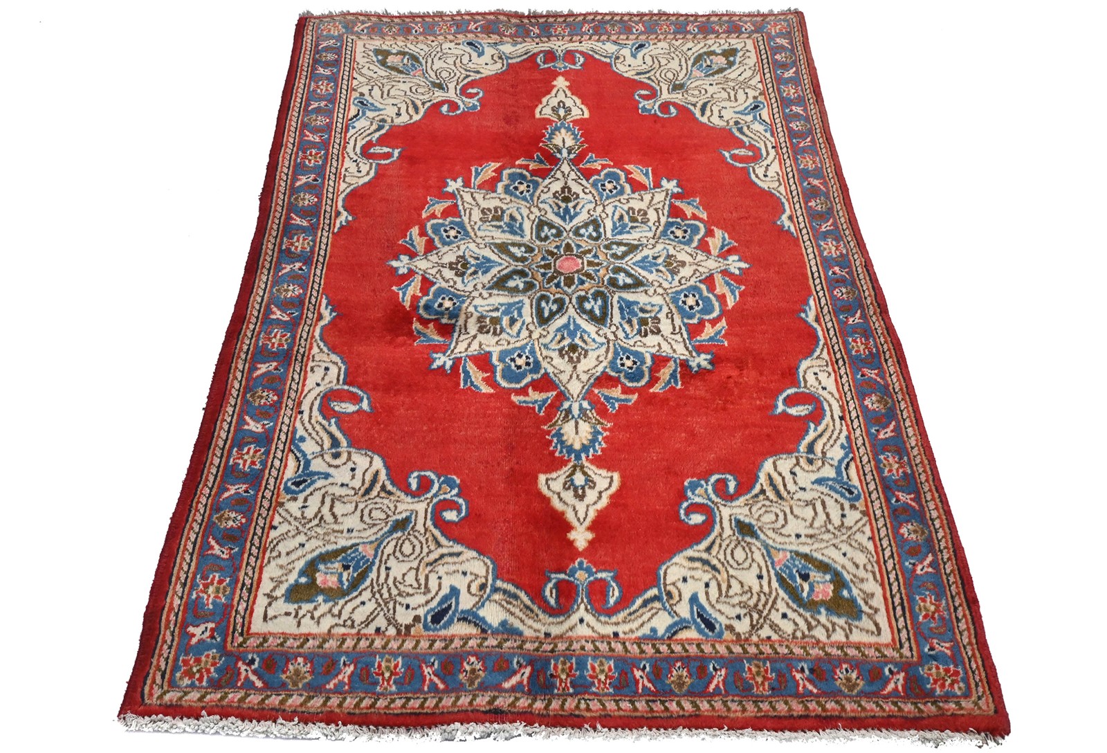Handmade Oriental Rug Floral Farmhouse Carpet Bedroom Bathroom Décor 3X5 ft