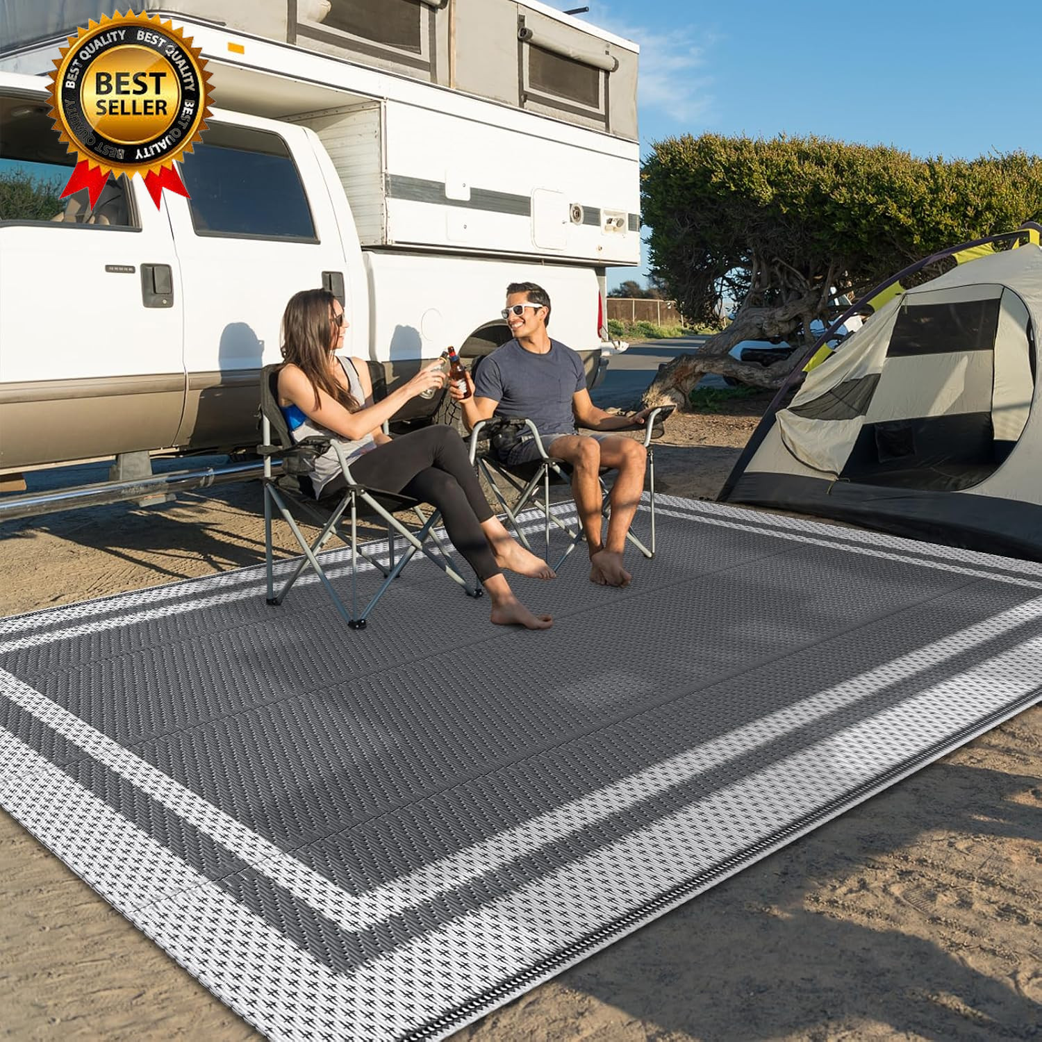Outdoor Rug Reversible Portable Plastic Straw Camping Rugs for outside Rv…