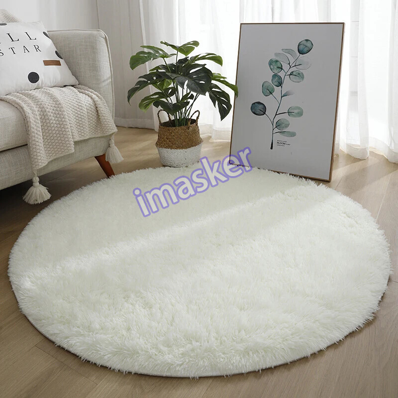 Living Room Round Rug Carpet Nonslip Bedside Coffee Table Mat Thick Pile Rugs