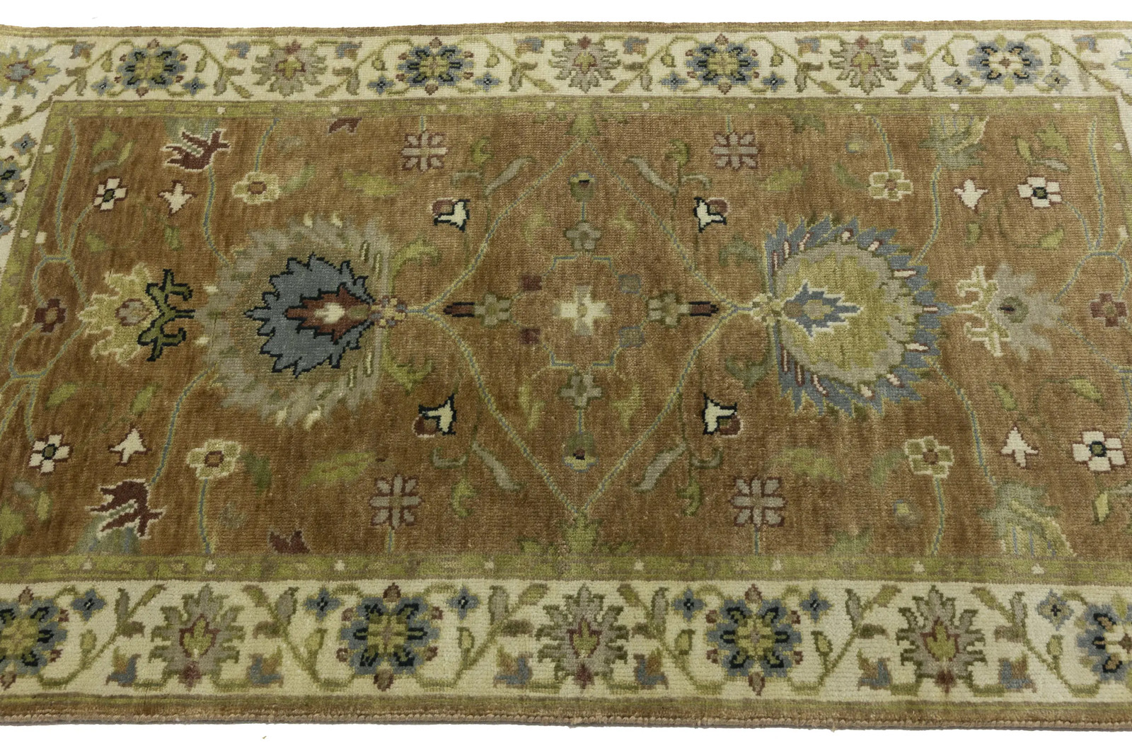 Handmade Rust Orange Floral Oushak Chobi Rug Entryway Oriental Carpet 3X5 ft