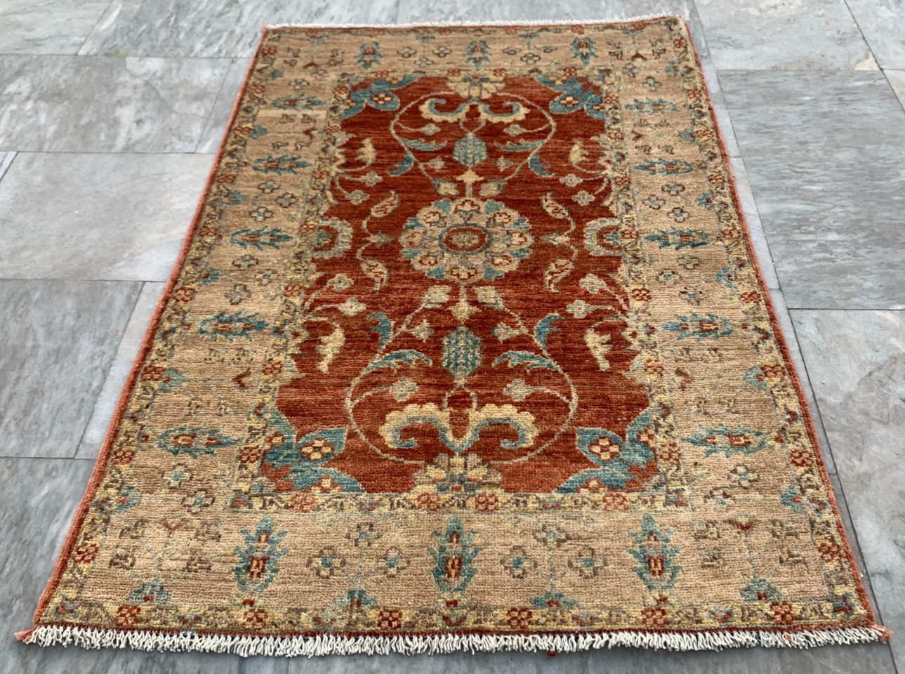 3×4 ft Afghan Kazak Rug Handwoven Rugs Geometric Rug Oriental Medallion Wool Rug