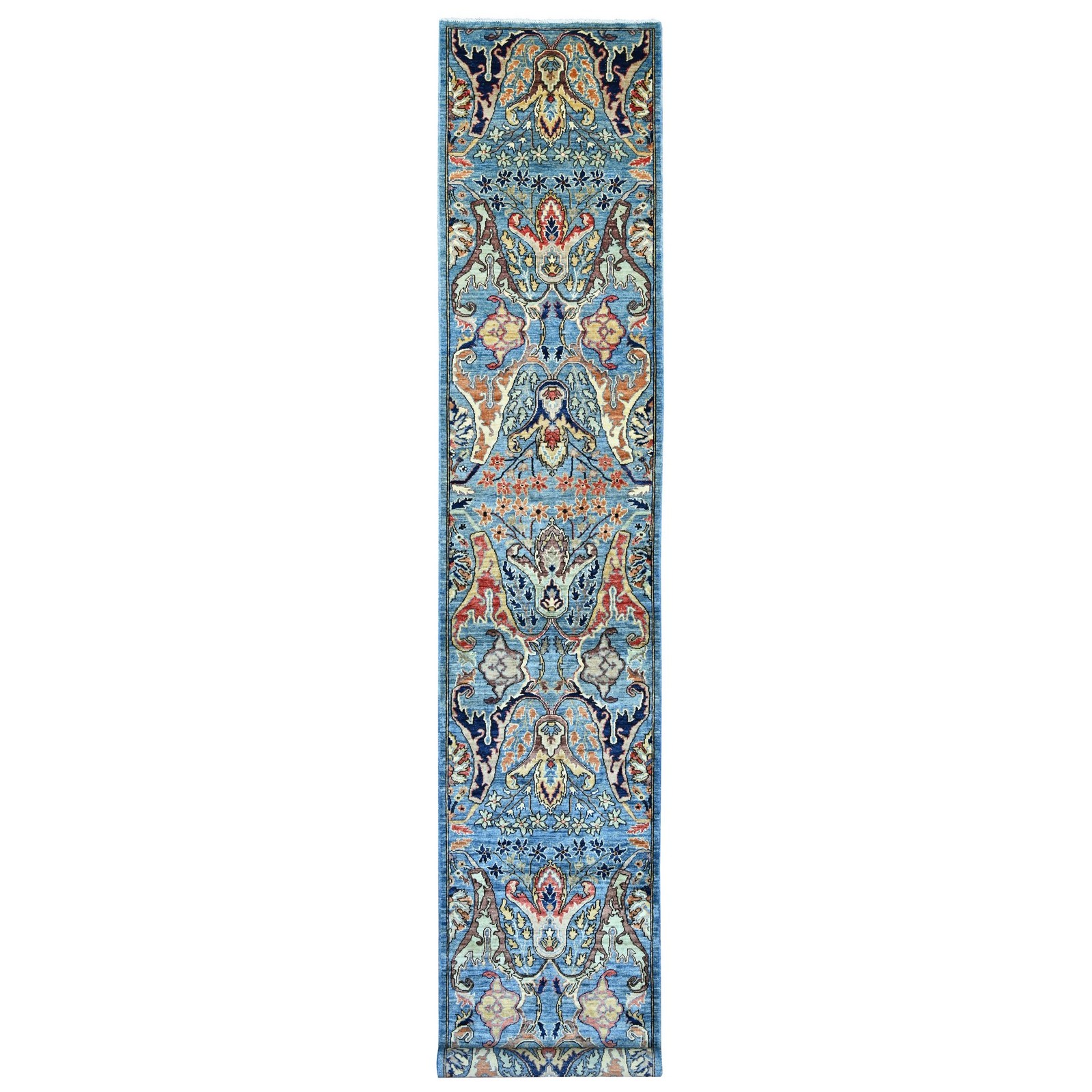 2’8″x16′ Blue Bijar Garus Design Wool Hand Knotted Runner Oriental Rug 21239
