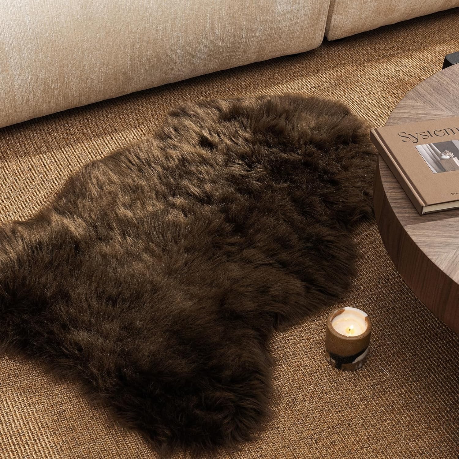 2×3 Ft Dark Coffee Faux Fur Area Rug – Perfect for Bedroom and Nursery