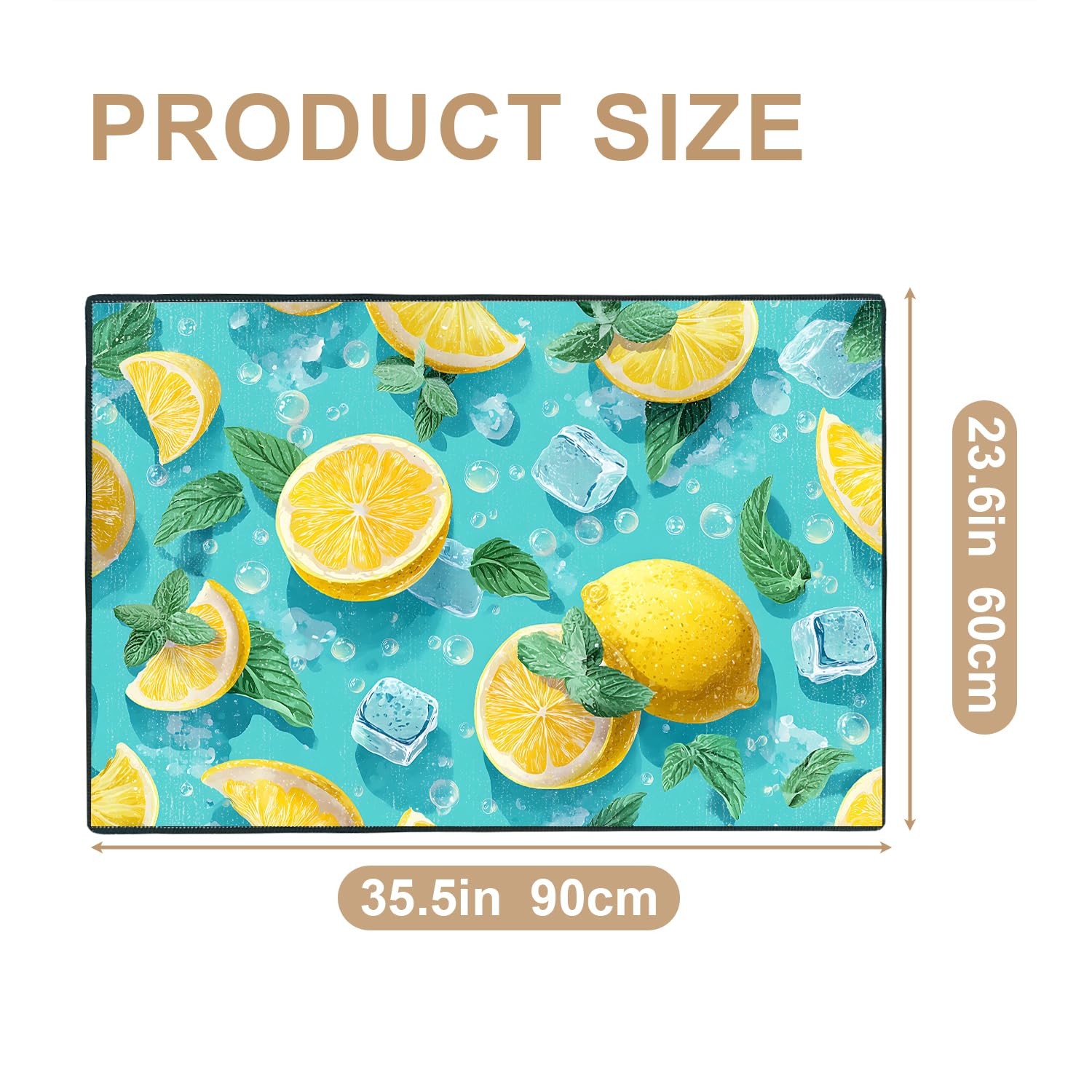 Lemon Area Rug 2×3 ft Entry Rug Washable Boho Rugs Non Slip Low Pile Floral D…