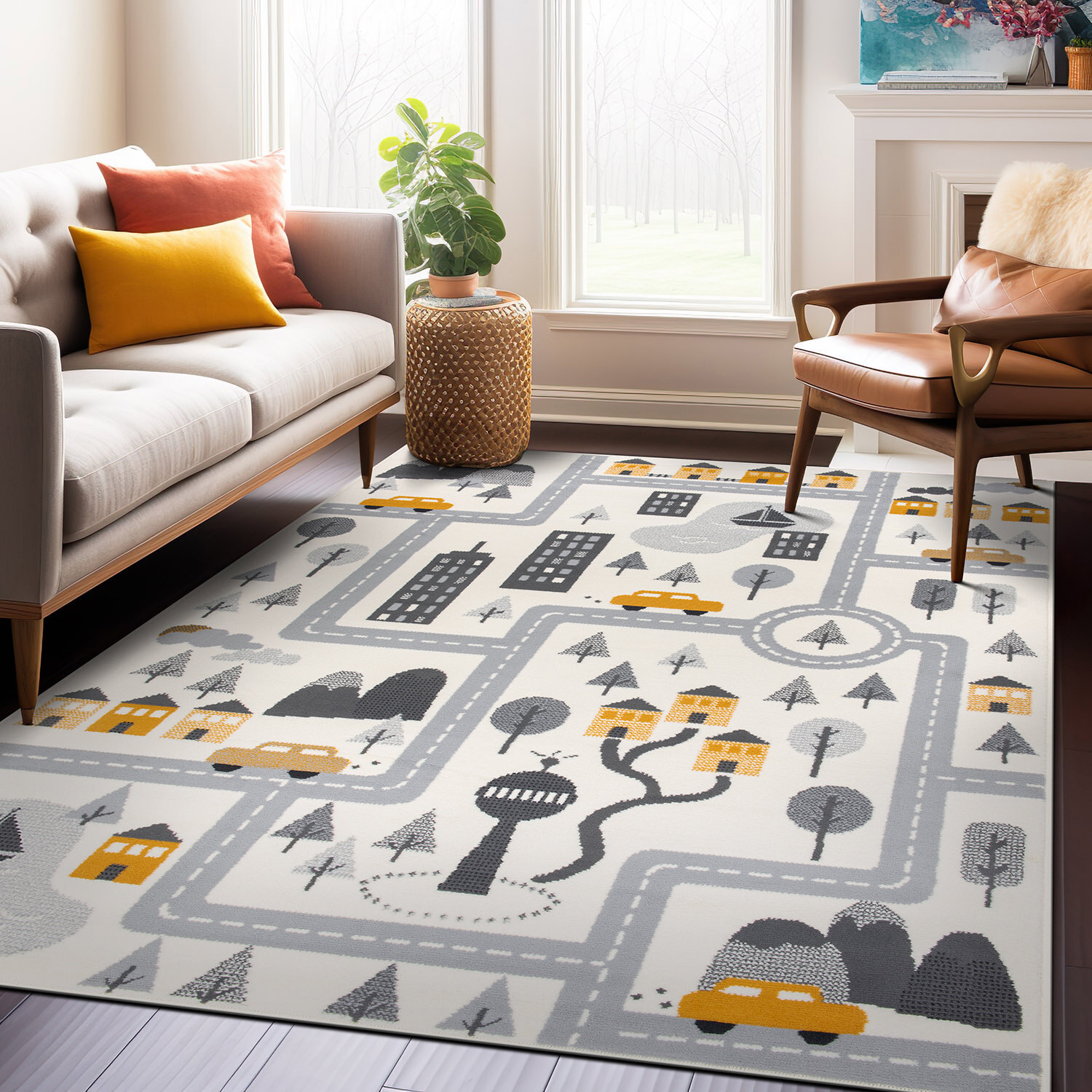 Rugshop Children Kids Rugs Adventureville Kids Play Road Rugs Children Rug 5×7