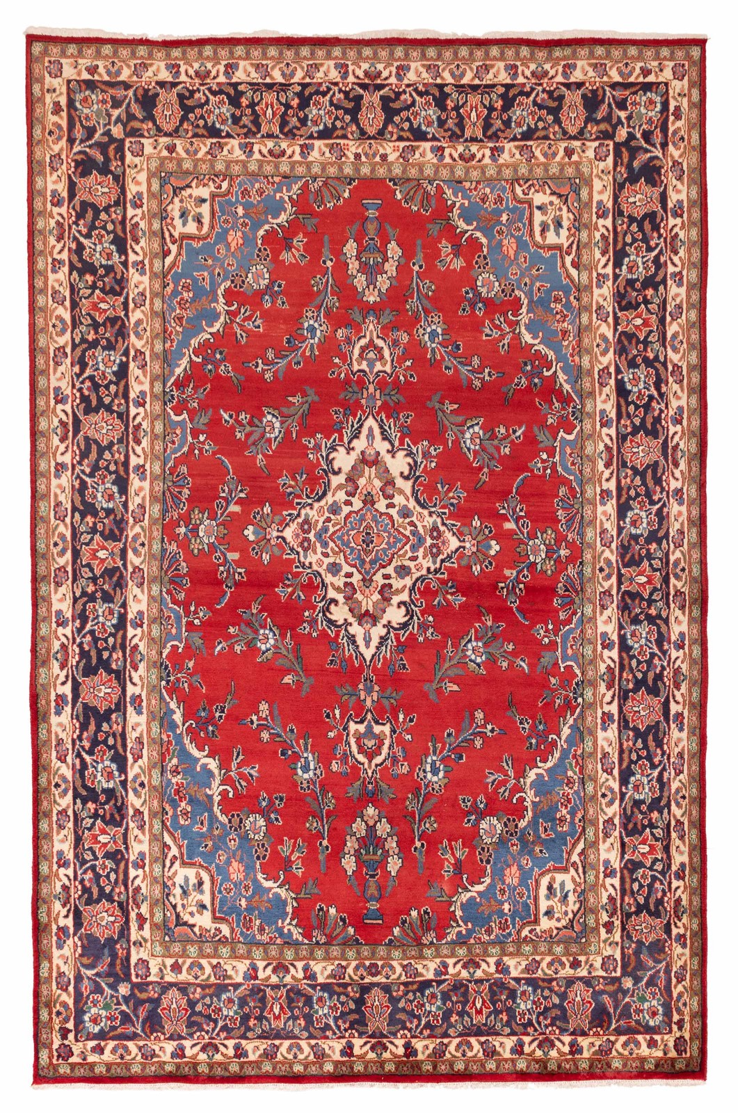 Vintage Hand-Knotted Area Rug 6’11” x 10’10” Traditional Wool Carpet
