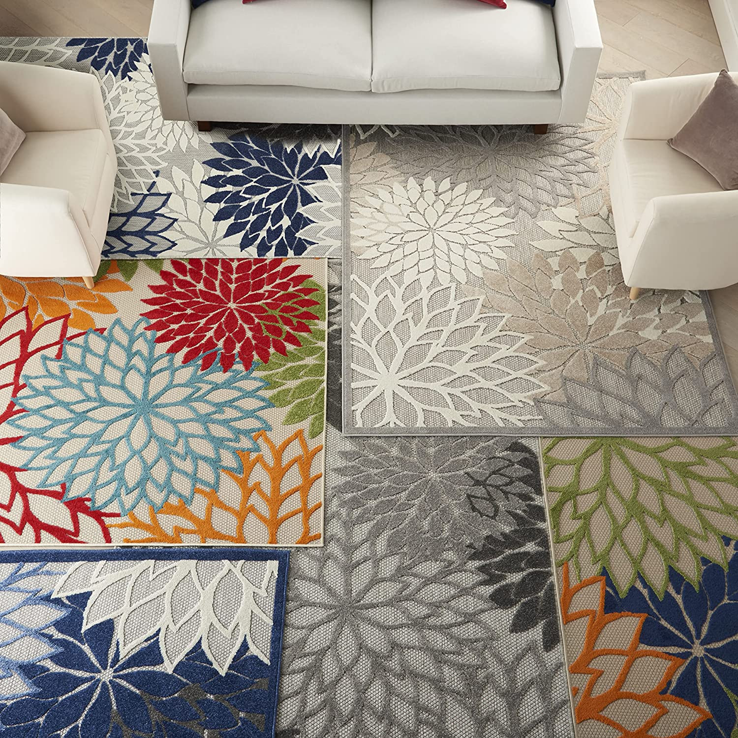 Home Aloha Indoor/Outdoor Blue/Multicolor 2′ X 6′ Area Rug, Tropical, Botanical,