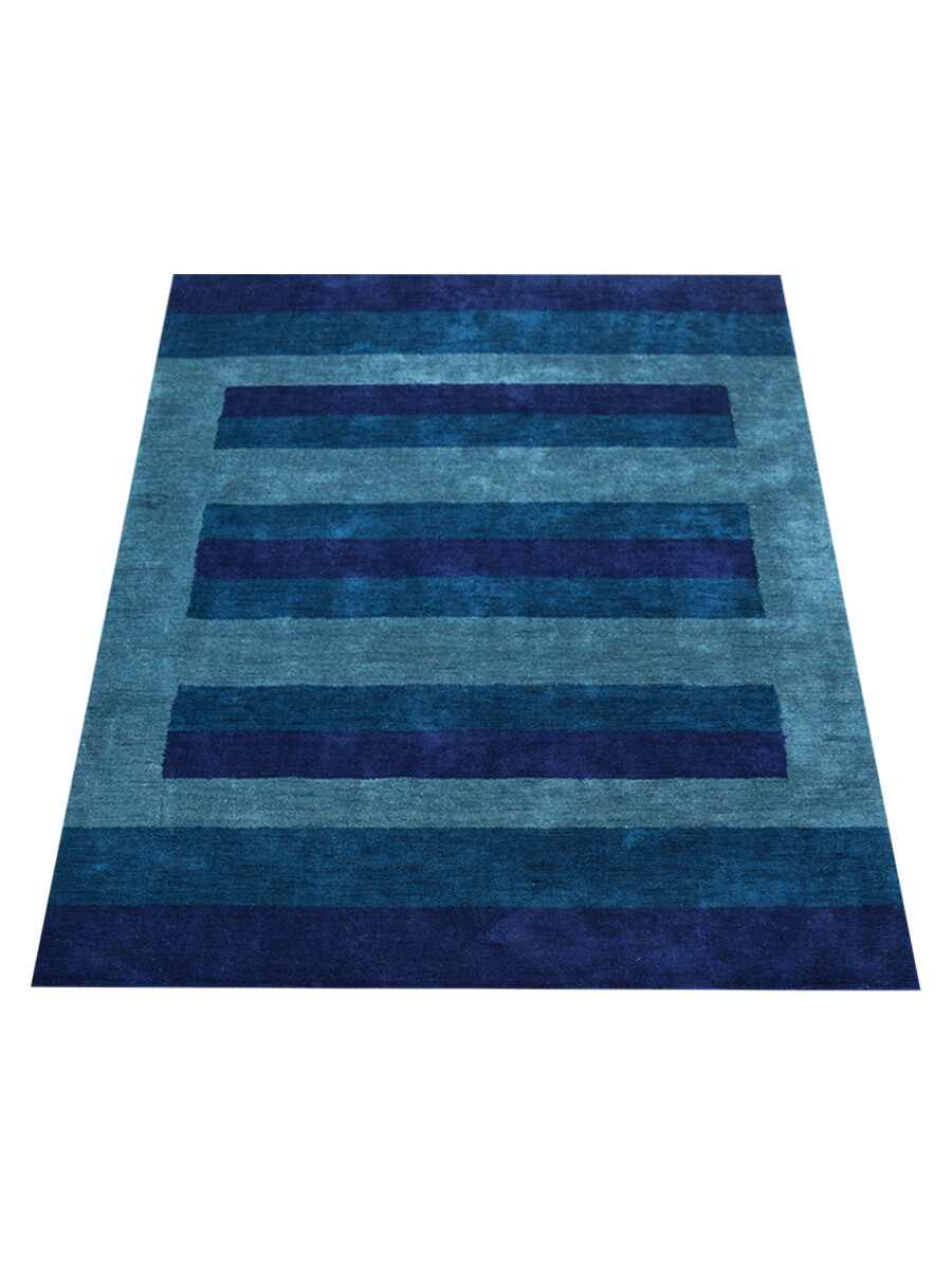 Hand Knotted Loom Silk Mix Area Rug Contemporary Blue Light Blue BBLSMB90