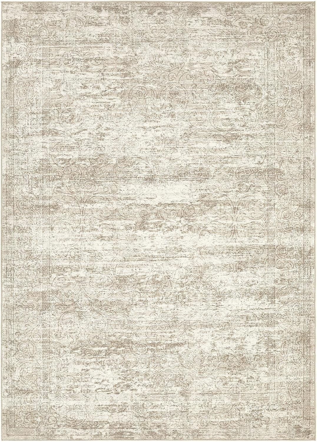 Area Rug Living Room Rugs – 6×9 Abstract Large Soft Indoor Washable Rug Neutral