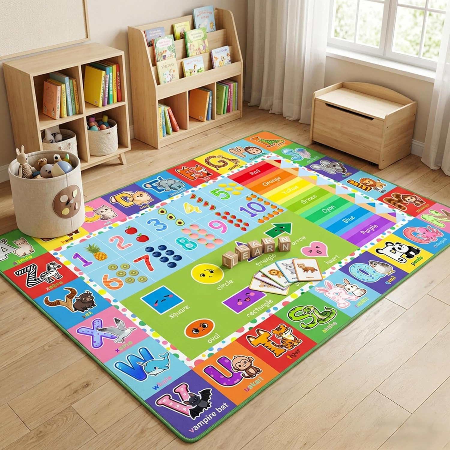 ABC Kids Rug – 4.5×6 Feet Educational Alphabet Area Rug for Playroom Classroom N