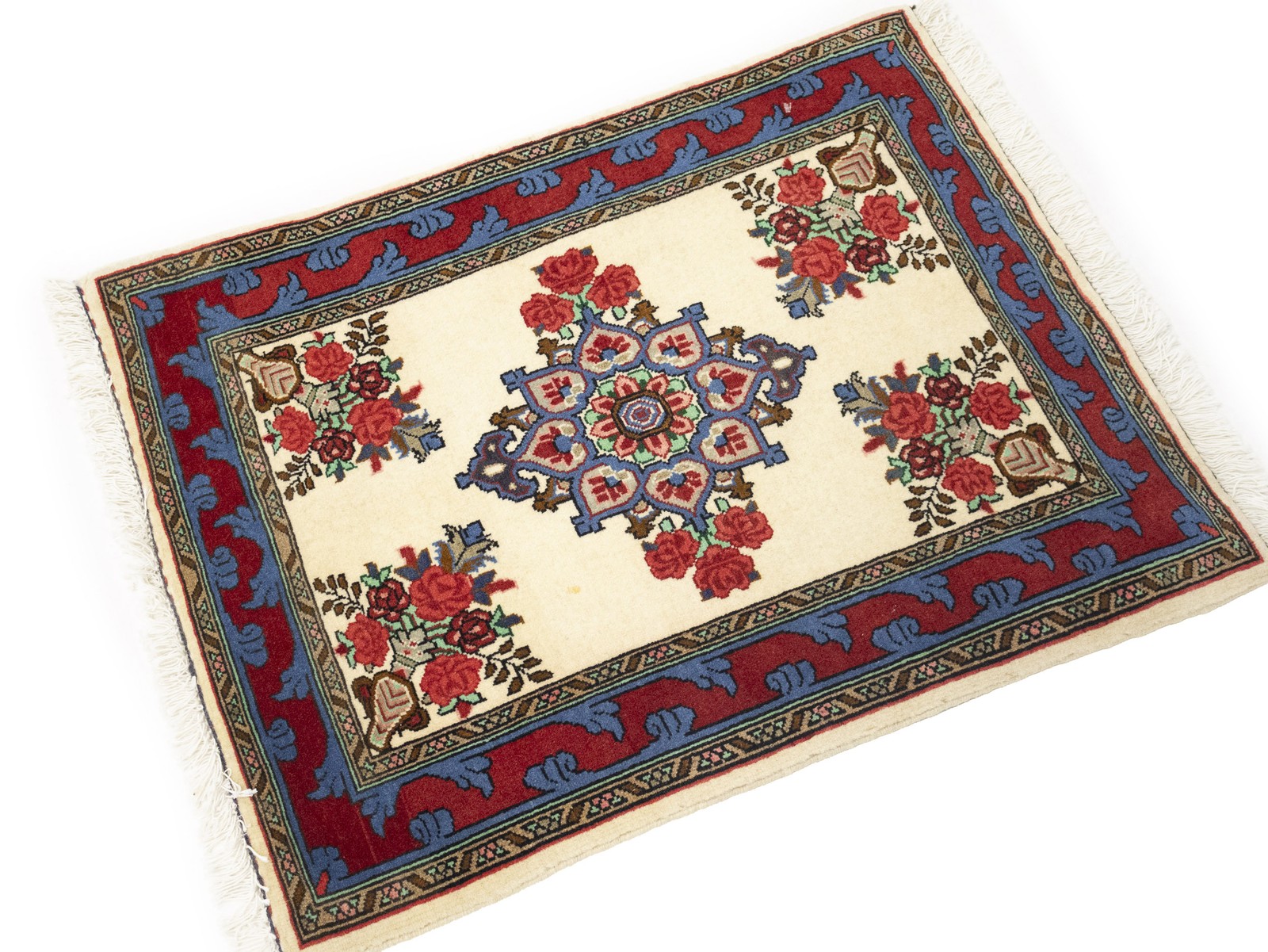 2X3 ft Handmade Indo-Bidjar Oriental Rug Floral Design Vintage Carpet Home Decor