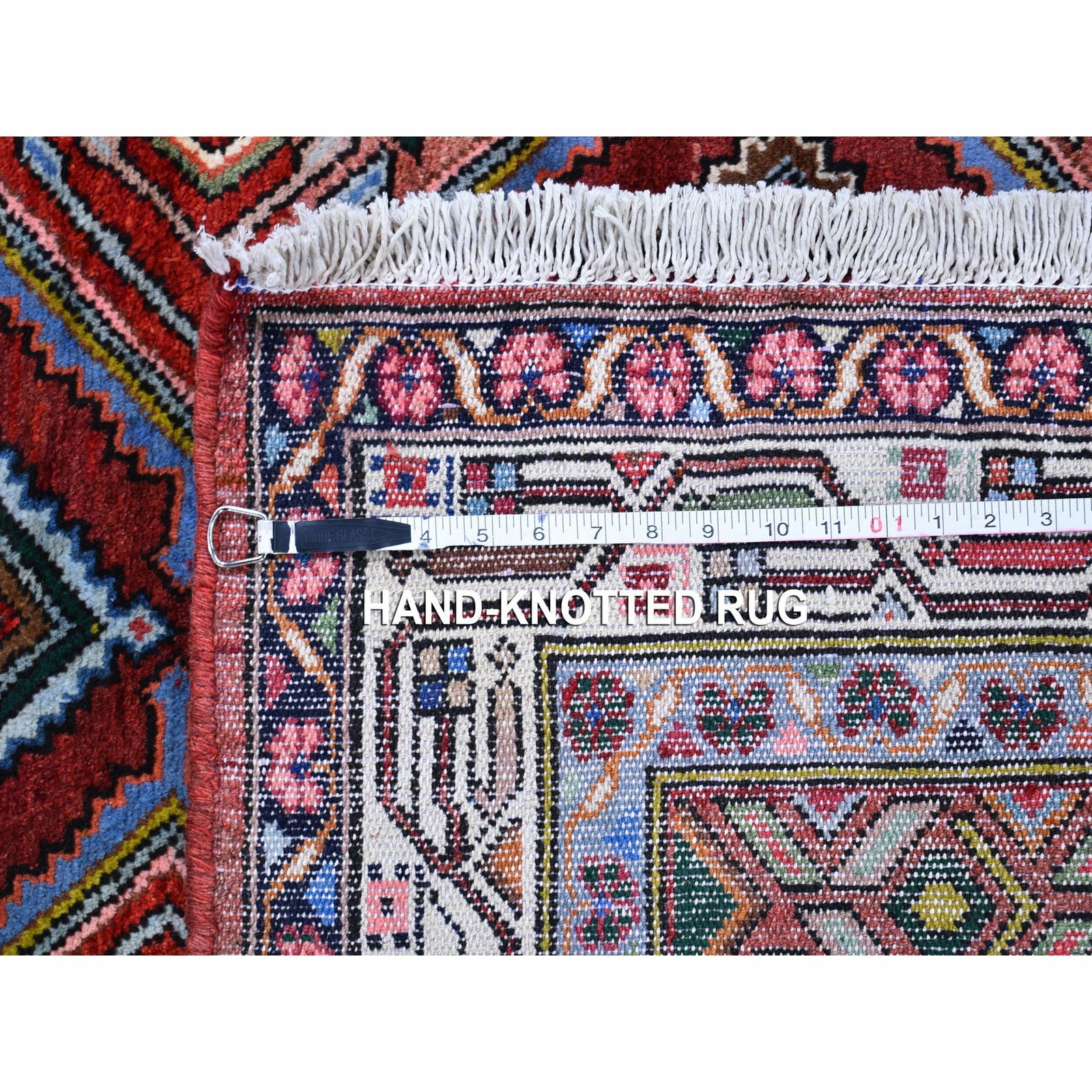 3’8″x6’5″ New Farsian Meleyir with Abrash Geometric Design Hand Made Rug R59851