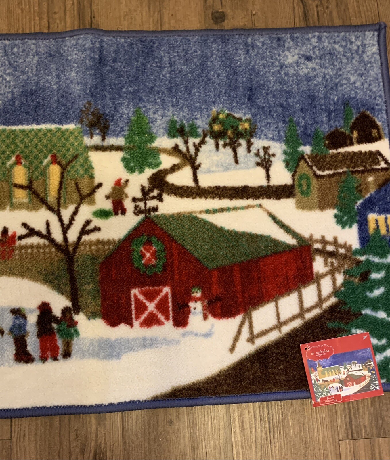 Christmas St Nicholas Square Accent Rug 23”x36” Winter Scene Skid Resistant