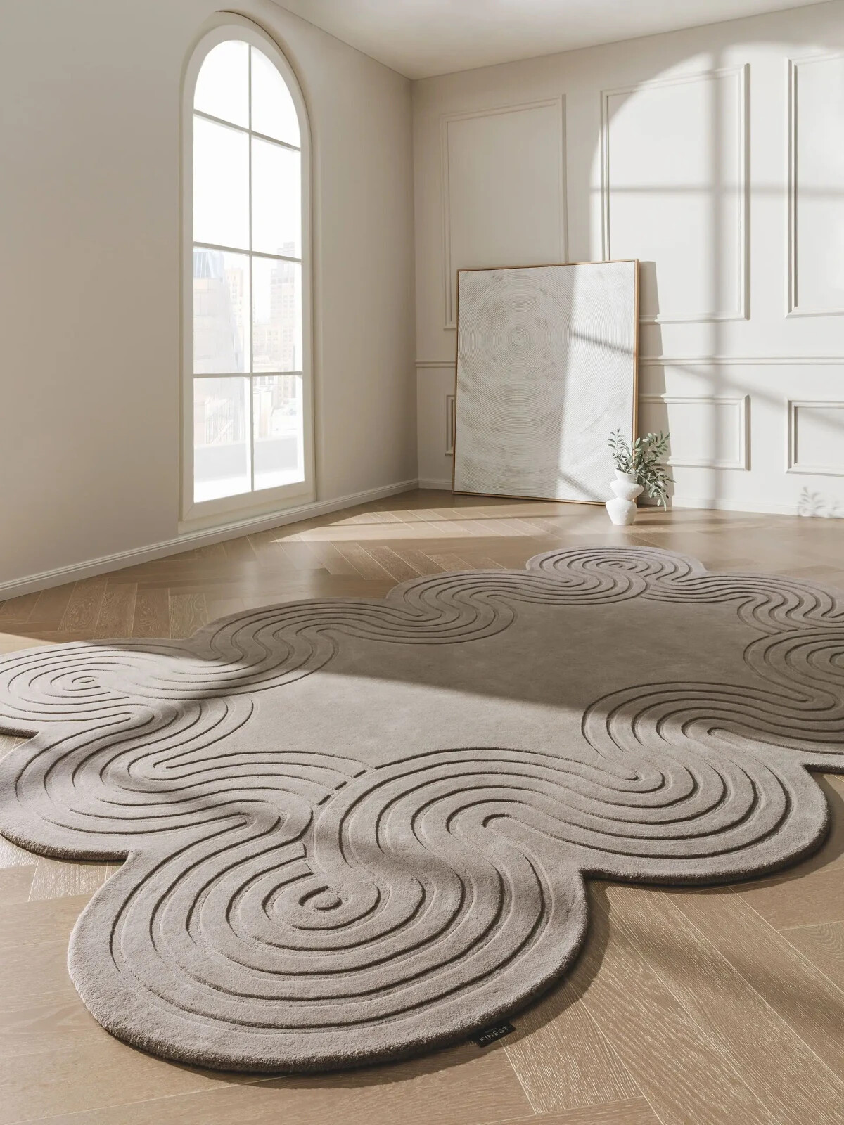 Hand-Tufted Wool Rug 5×8 – Modern Style, Soft Wool, Abstract Pattern – Unshaped